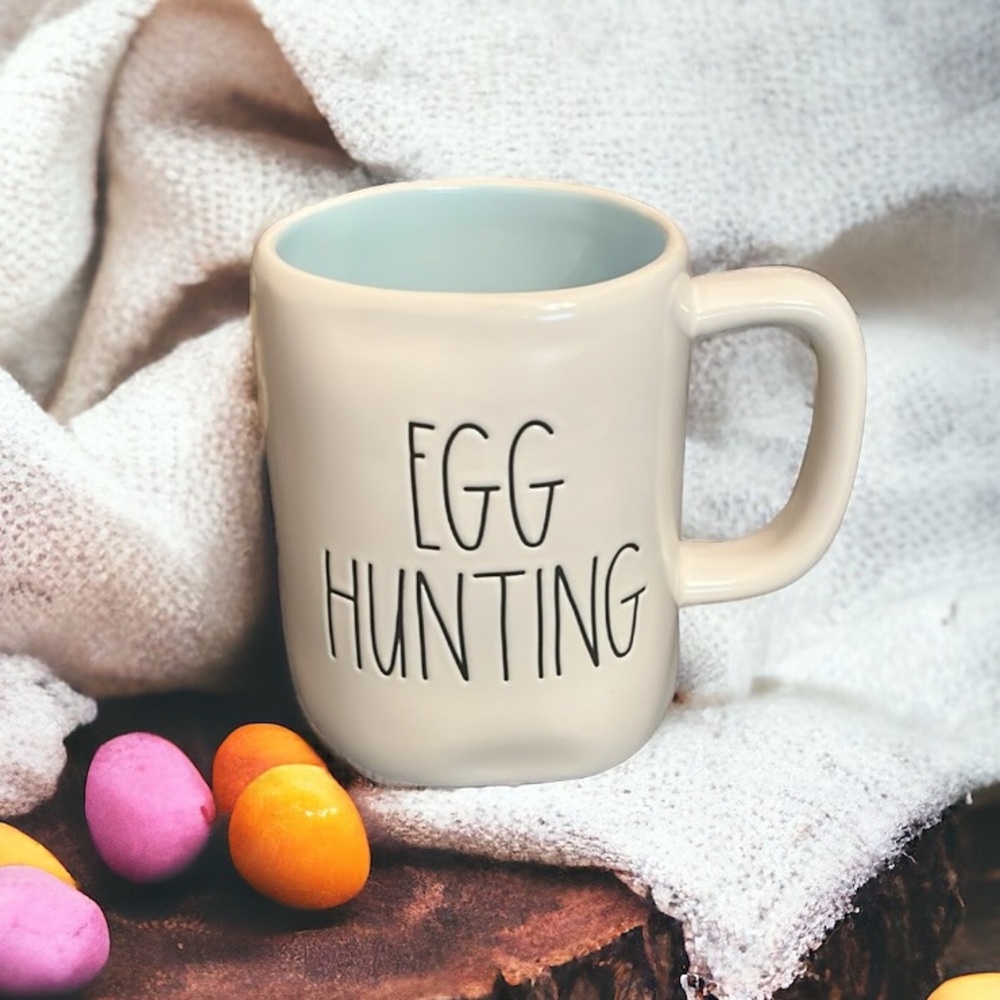 NEW Rae Dunn EGG HUNTING Large White/Blue Mug